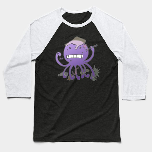 Angry octopus annoyed by plastics Baseball T-Shirt by TheAlbinoSnowman